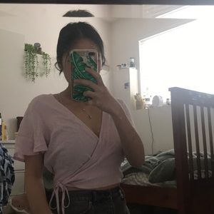 pink wrap top